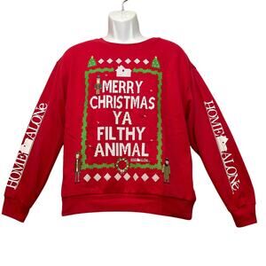 Home Alone Light Up MERRY CHRISTMAS YA FILTHY ANIMAL Ugly Xmas Sweatshirt Sz  L